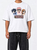 Jujutsu Kaisen Powerpuff – White Tee – model shot | Meme Tees