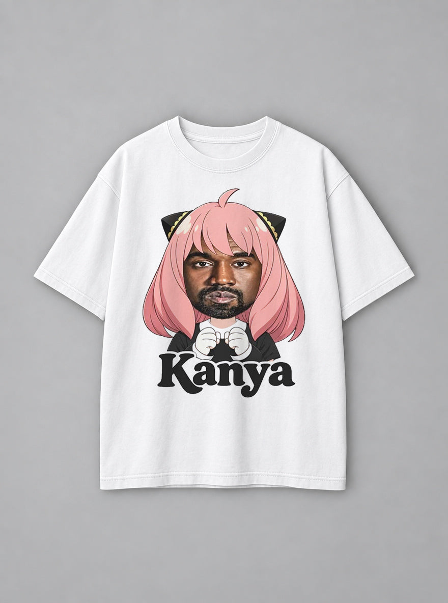Kanya – White Tee – mockup | Meme Tees
