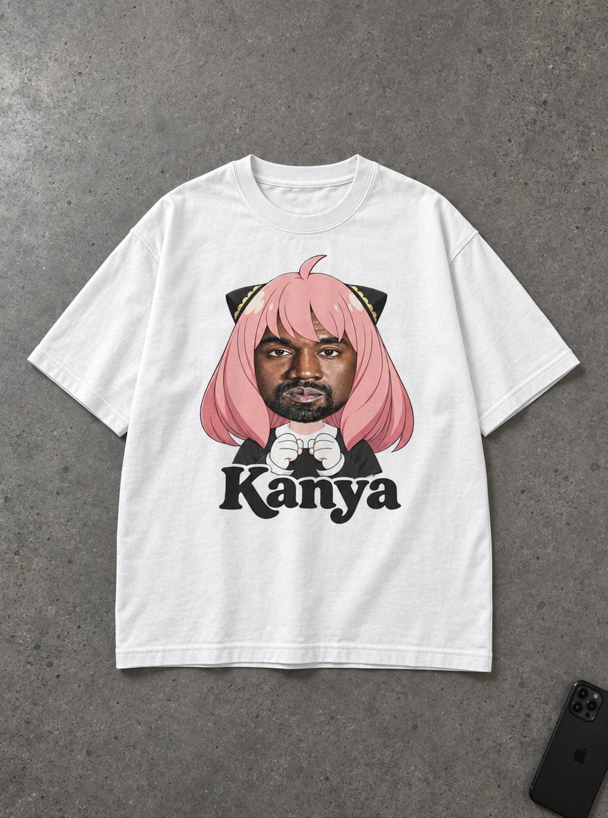 Kanya – White Tee – flat-lay | Meme Tees