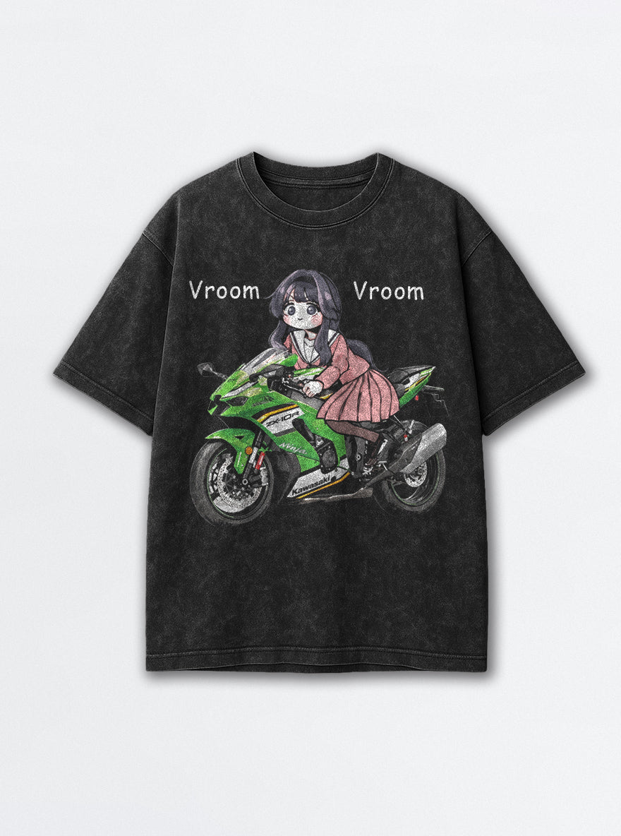 Kawaguri – Black Acid Wash Tee – mockup | Meme Tees