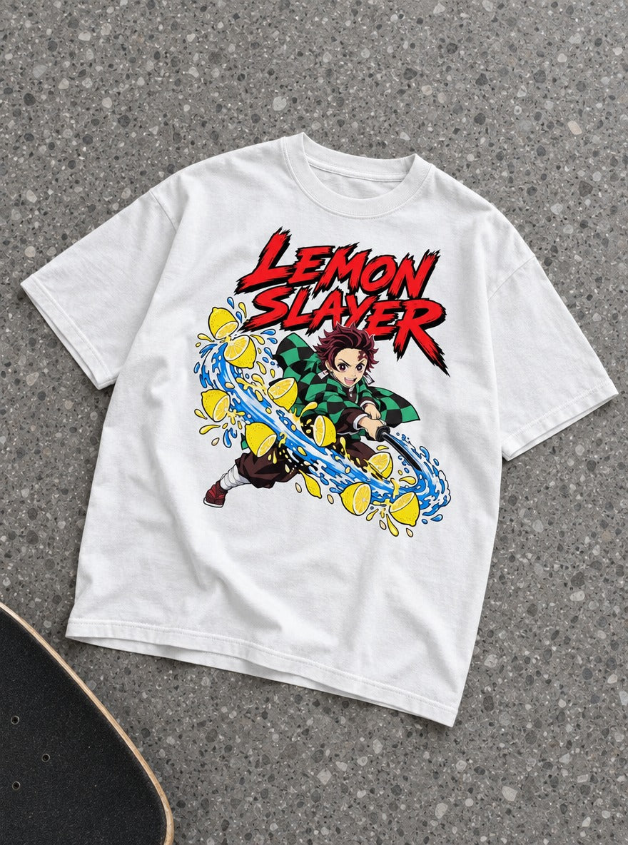 Lemon Slayer – White Tee – flat-lay | Meme Tees