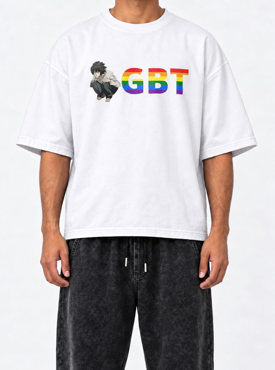 LGBT – White Tee – model shot | Meme Tees