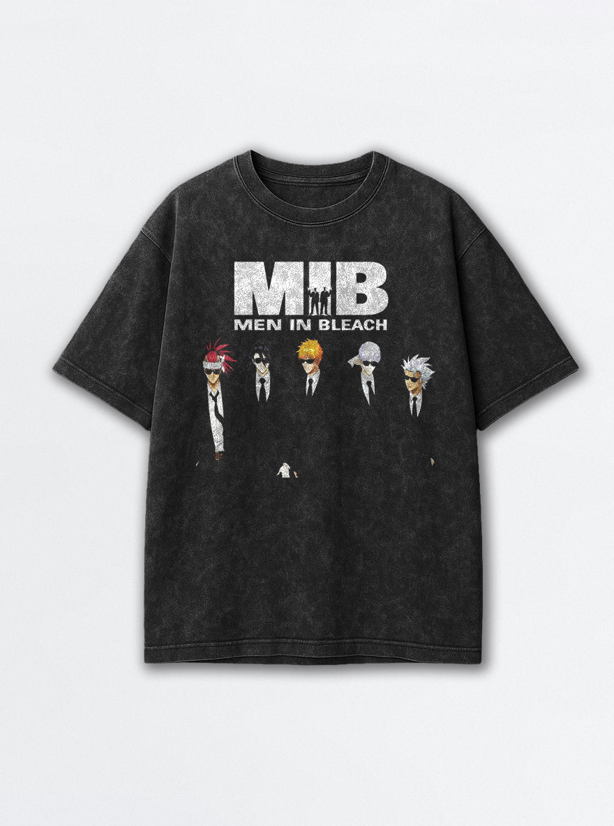 Men in Bleach – Black Acid Wash Tee – mockup | Meme Tees