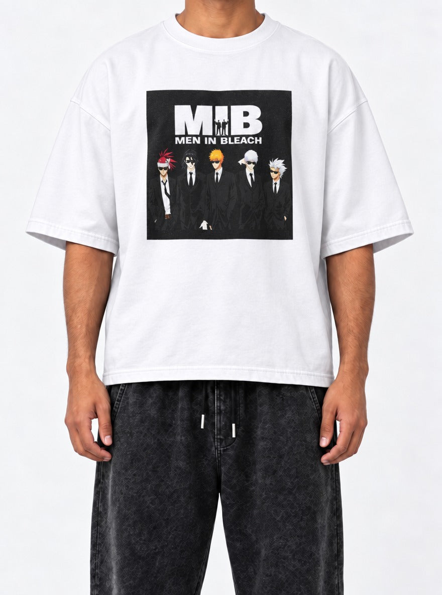 Men in Bleach – White Tee – model shot | Meme Tees