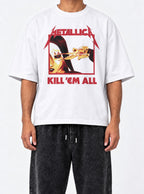 Metallica – White Tee – model shot | Meme Tees