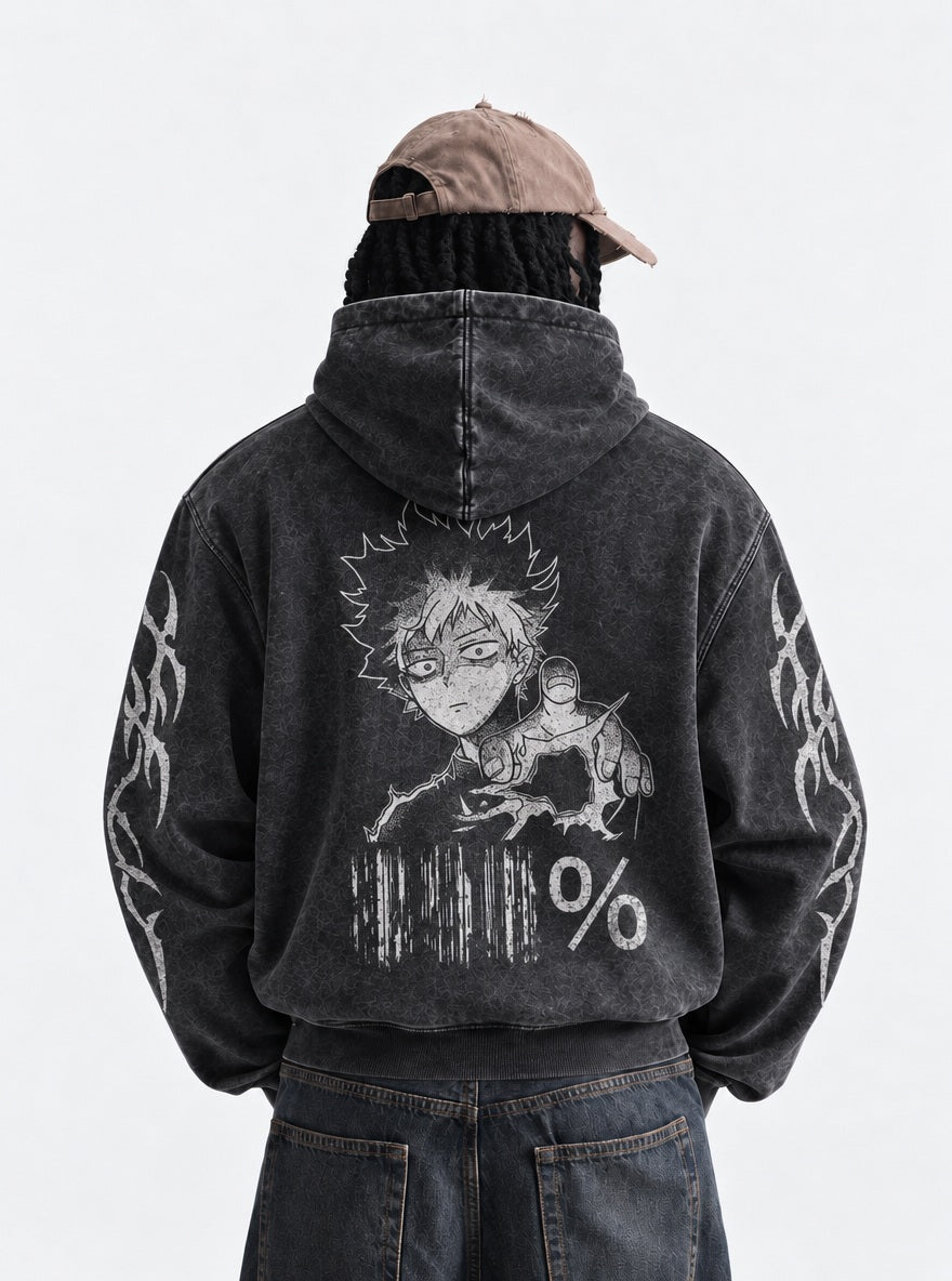 Mob Glitch – Hoodie – model shot | Mob Psycho 100