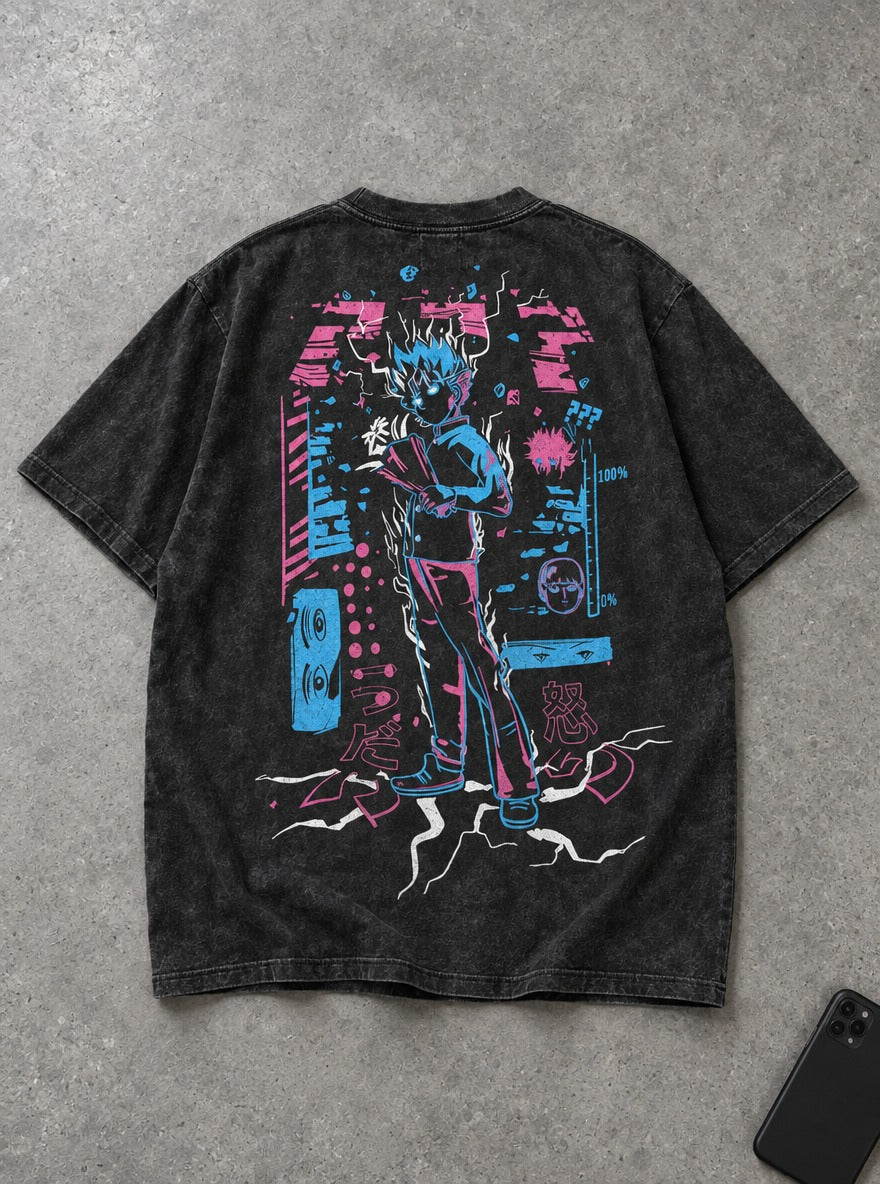 Mob Static Shock – T-Shirt – flat-lay | Mob Psycho 100