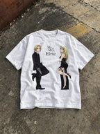 Mr. & Mrs. Elric – White Tee – flat-lay | Meme Tees