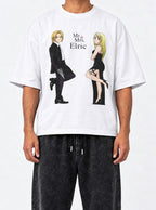Mr. & Mrs. Elric – White Tee – model shot | Meme Tees