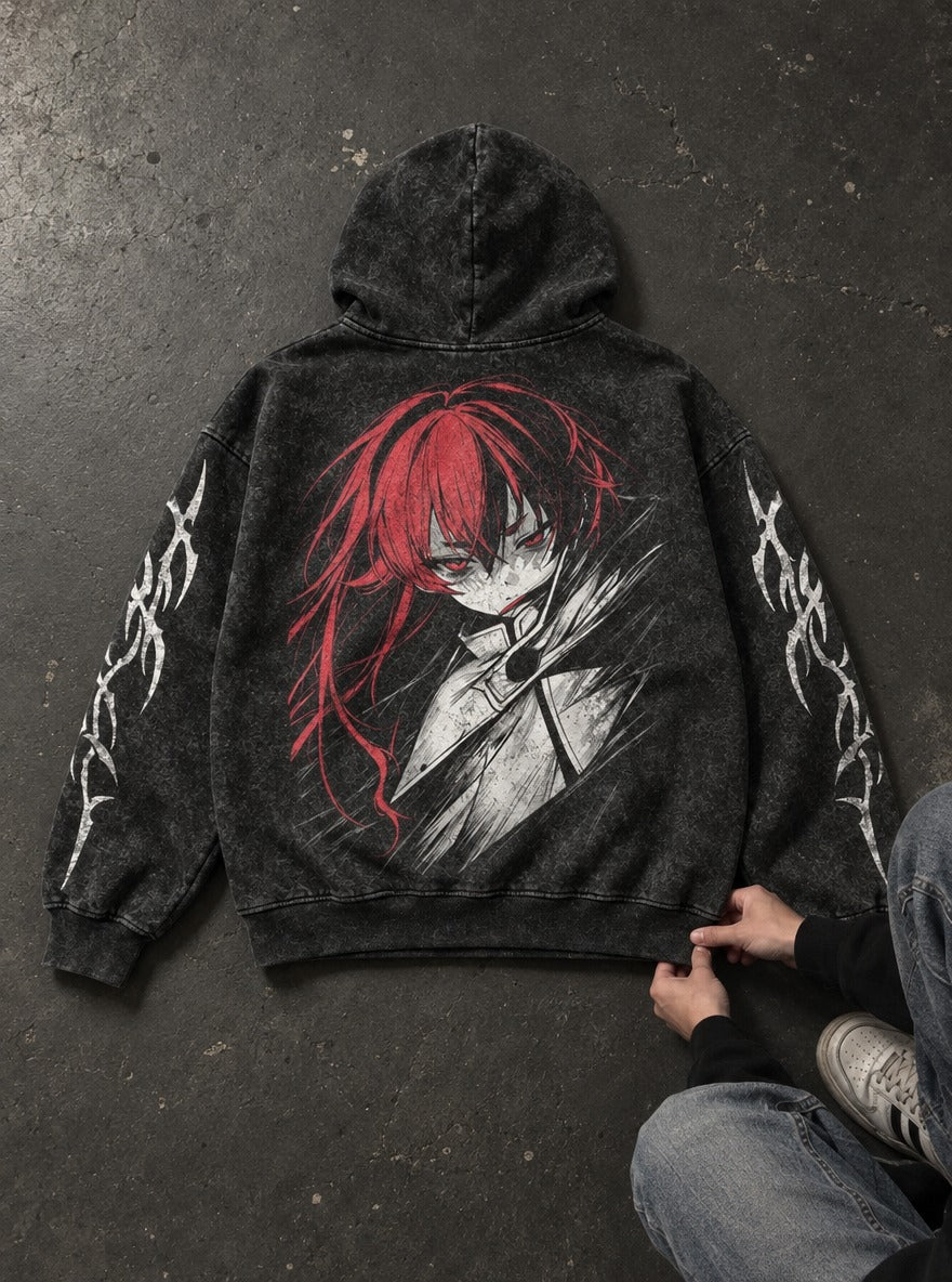 Crimson Sketch – Hoodie – flat-lay | Mushoku Tensei