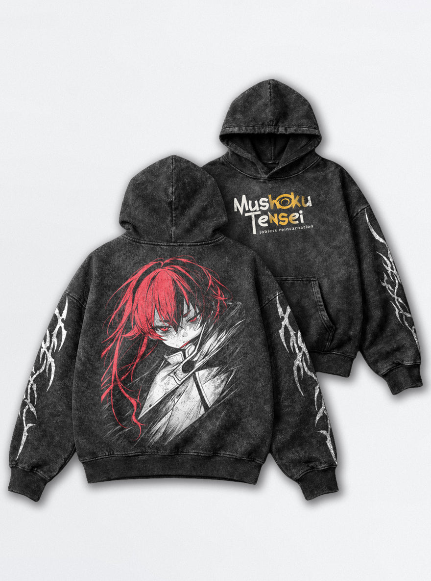 Crimson Sketch – Hoodie – mockup | Mushoku Tensei