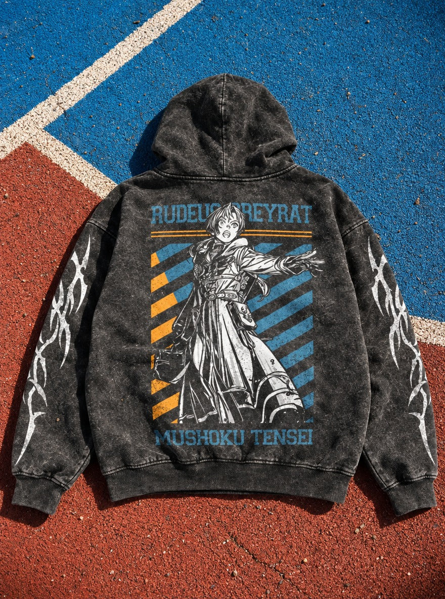 Reaching Resolve – Hoodie – flat-lay | Mushoku Tensei