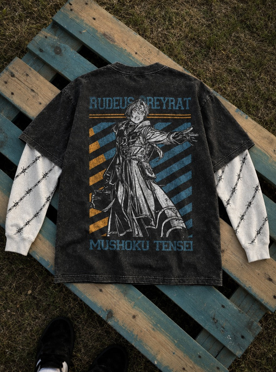 Reaching Resolve – Double Sleeves – flat-lay | Mushoku Tensei