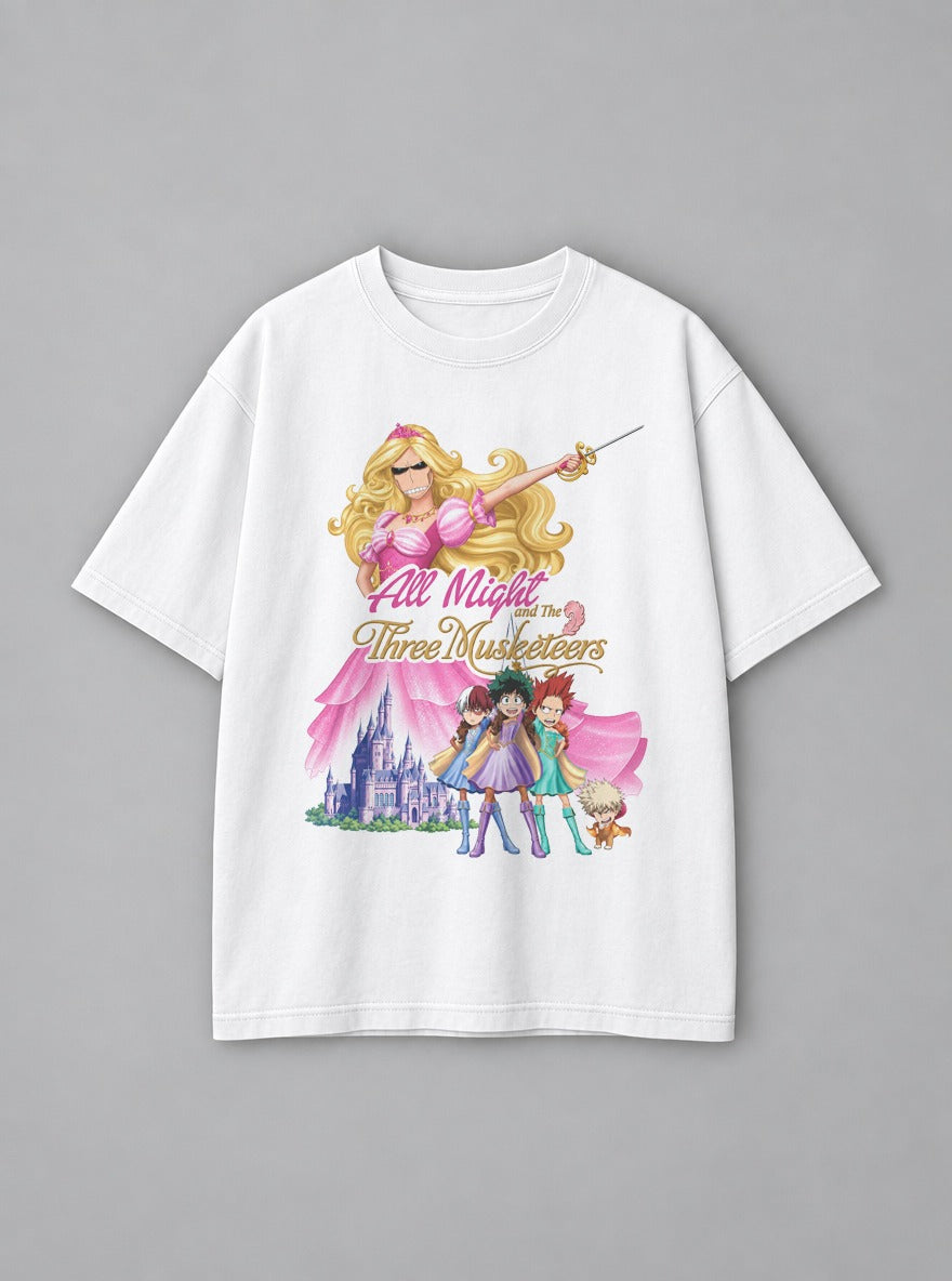 All Might and the Three Musketeers – White Tee – mockup | My Hero Academia