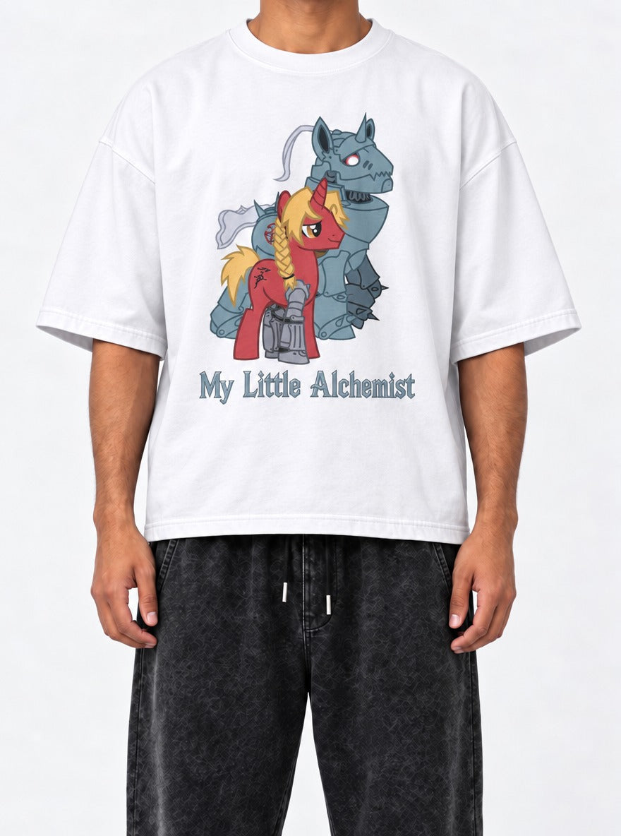 My Little Alchemist – White Tee – model shot | Meme Tees