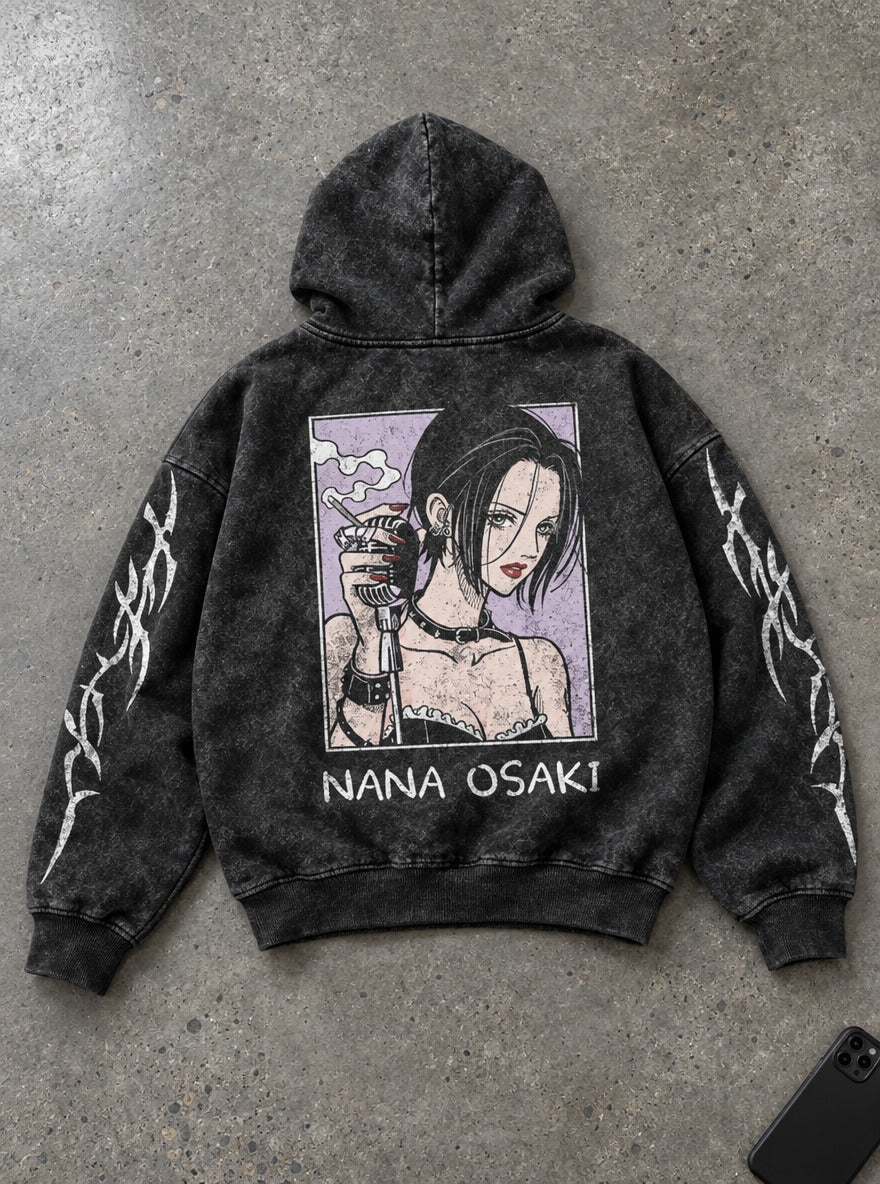 Gothic Mic – Hoodie – flat-lay | Nana