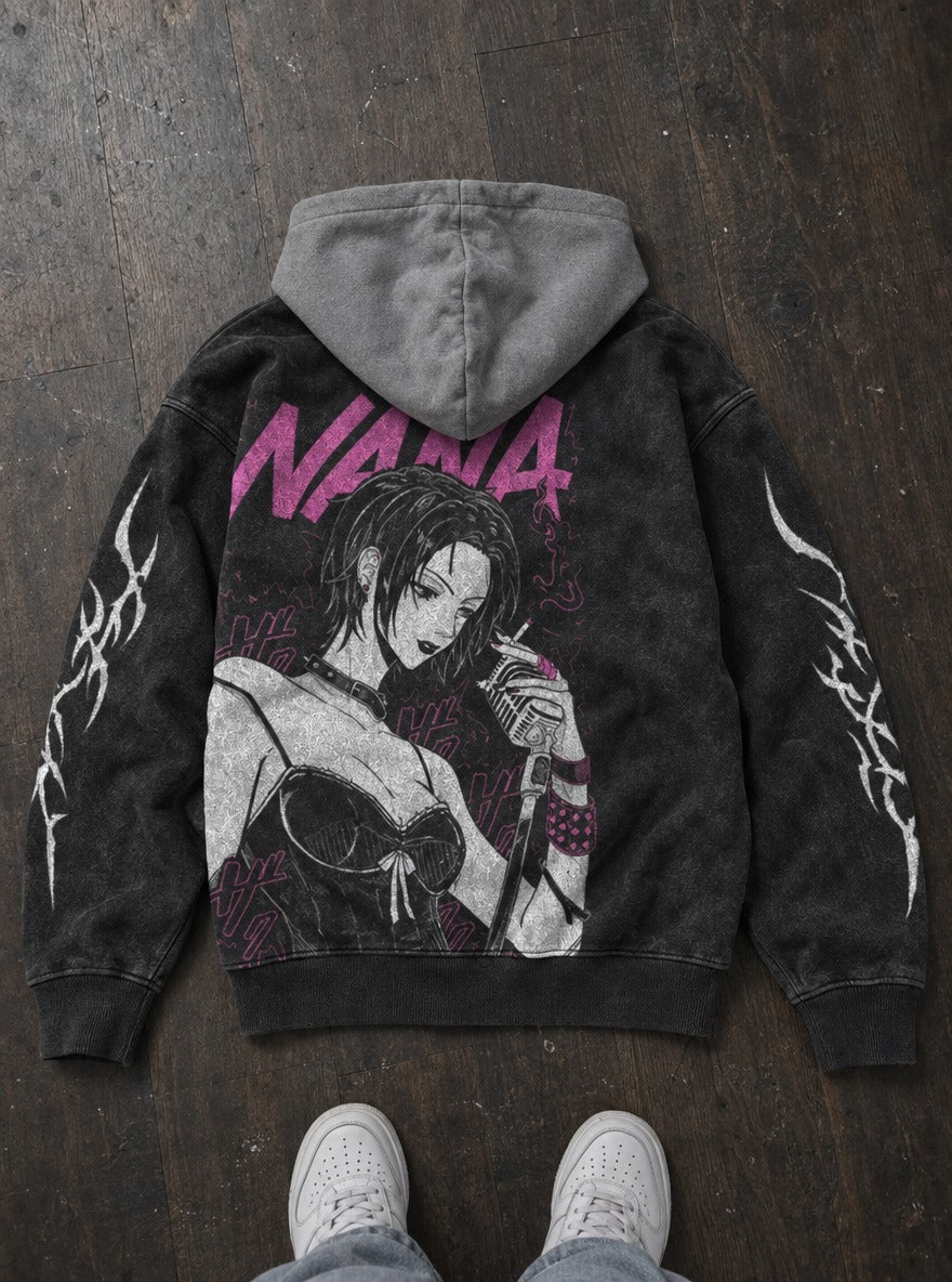 Mic Smoke – Black & Grey Hoodie – flat-lay | Nana