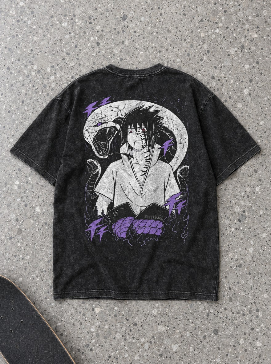 Sasuke Curse Mark – T-Shirt – flat-lay | Naruto