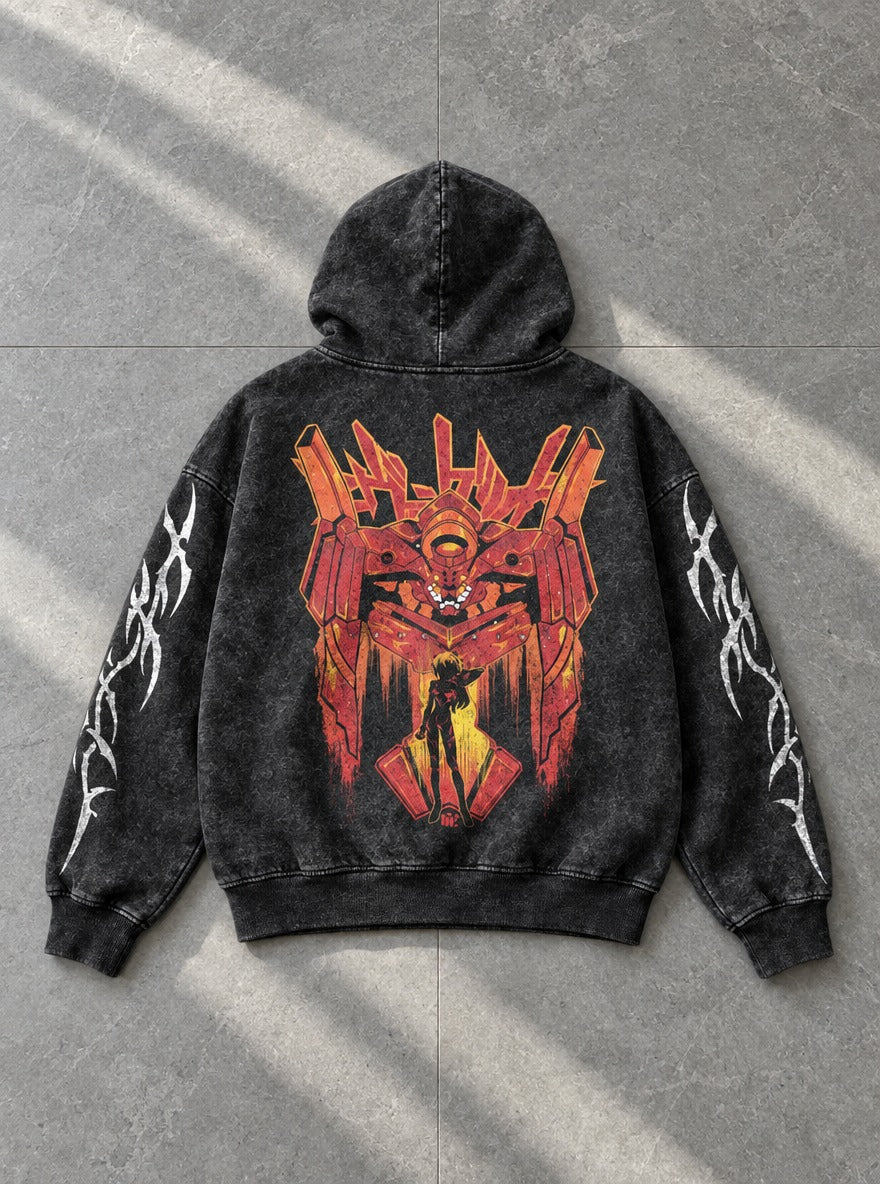 Asuka & Unit-02 – Hoodie – flat-lay | Neon Genesis Evangelion