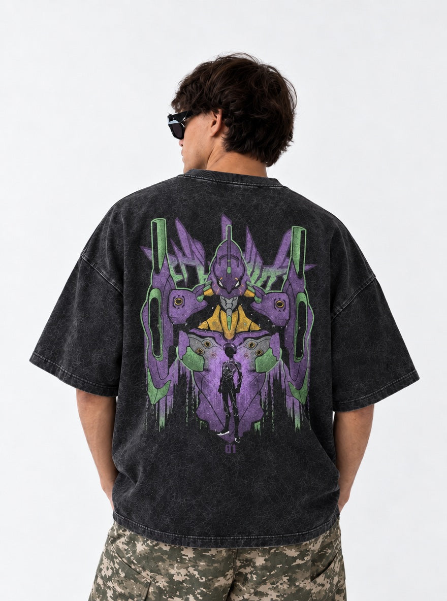 Shinji & Unit-01 – T-Shirt – model shot | Neon Genesis Evangelion