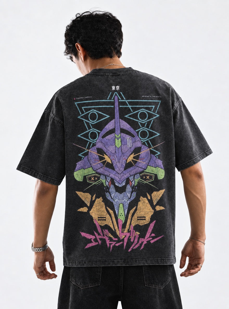 Unit-01 Sigil – T-Shirt – model shot | Neon Genesis Evangelion