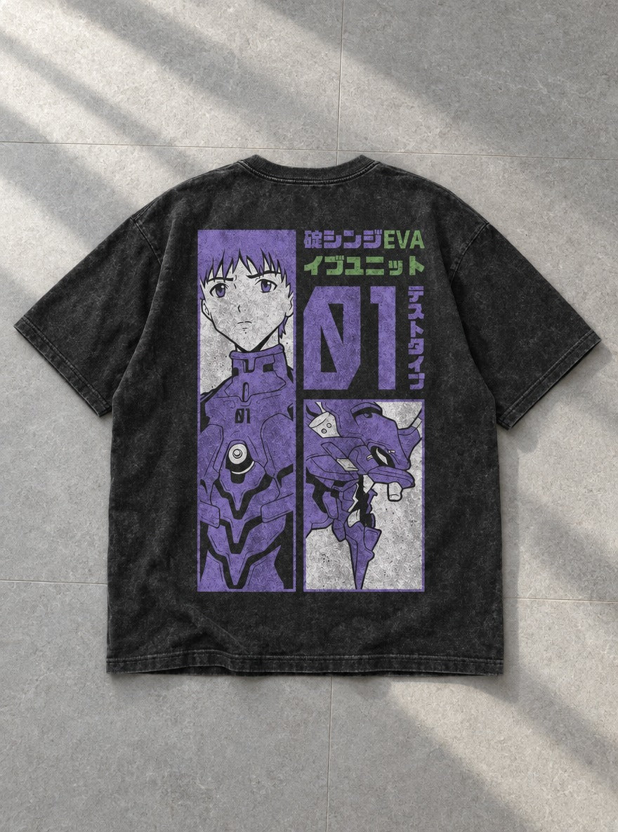 Shinji Pilot Panel – T-Shirt – flat-lay | Neon Genesis Evangelion