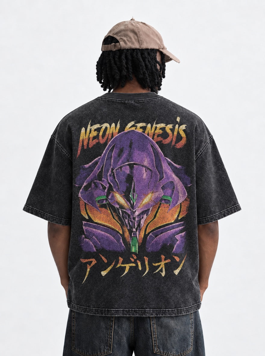 Unit-01 Glare – T-Shirt – model shot | Neon Genesis Evangelion