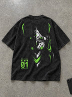 Unit-01 Half Mask – T-Shirt – flat-lay | Neon Genesis Evangelion