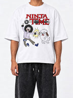 Ninja Time – White Tee – model shot | Meme Tees