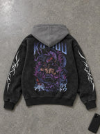 Beast King Kaido – Black & Grey Hoodie – flat-lay | One Piece