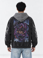 Beast King Kaido – Black & Grey Hoodie – model shot | One Piece