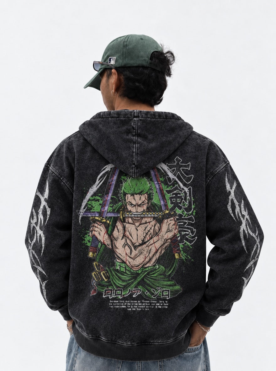 Three Sword Zoro – Hoodie – model shot | One Piece