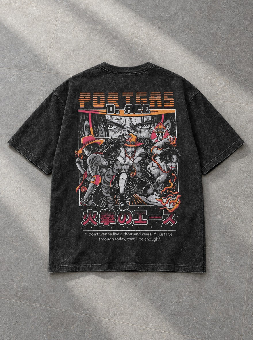 Fire Fist Ace – T-Shirt – flat-lay | One Piece
