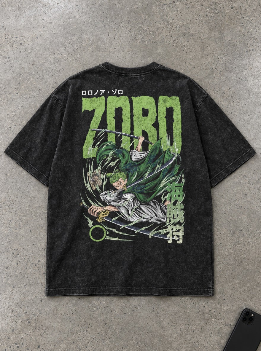 Pirate Hunter Zoro – T-Shirt – flat-lay | One Piece