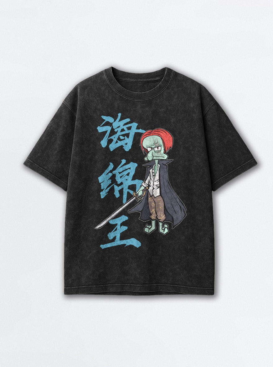 Squidward Shanks – Black Acid Wash Tee – mockup | One Piece