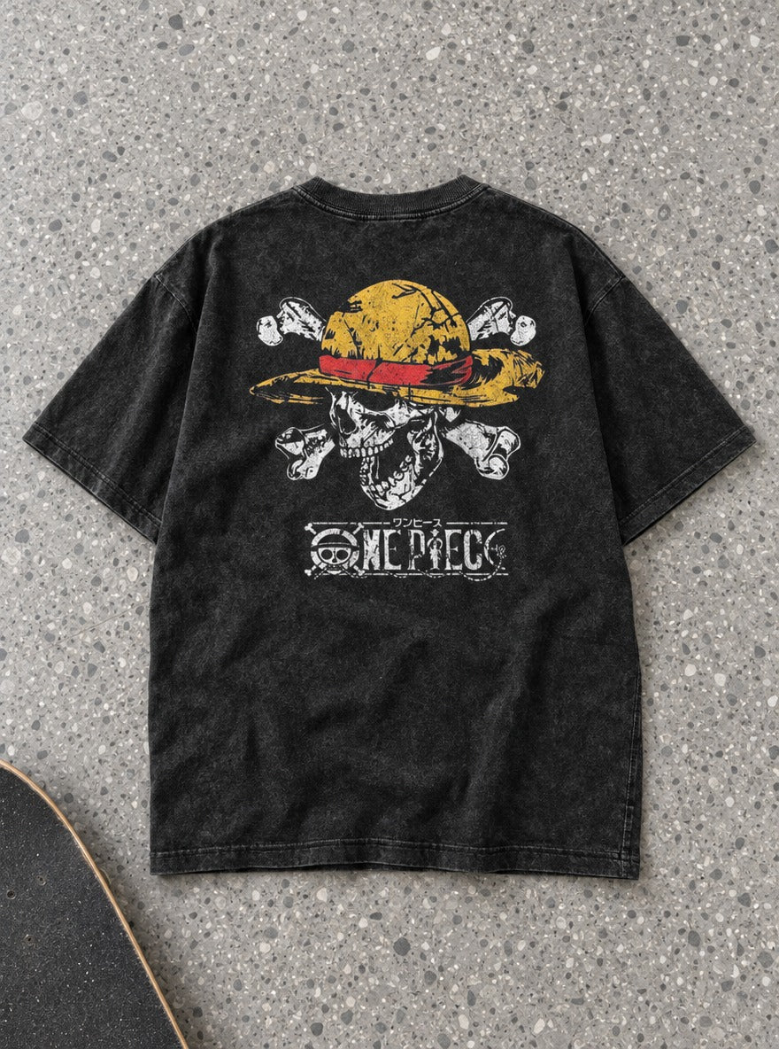 Straw Hat Jolly Roger – T-Shirt – flat-lay | One Piece