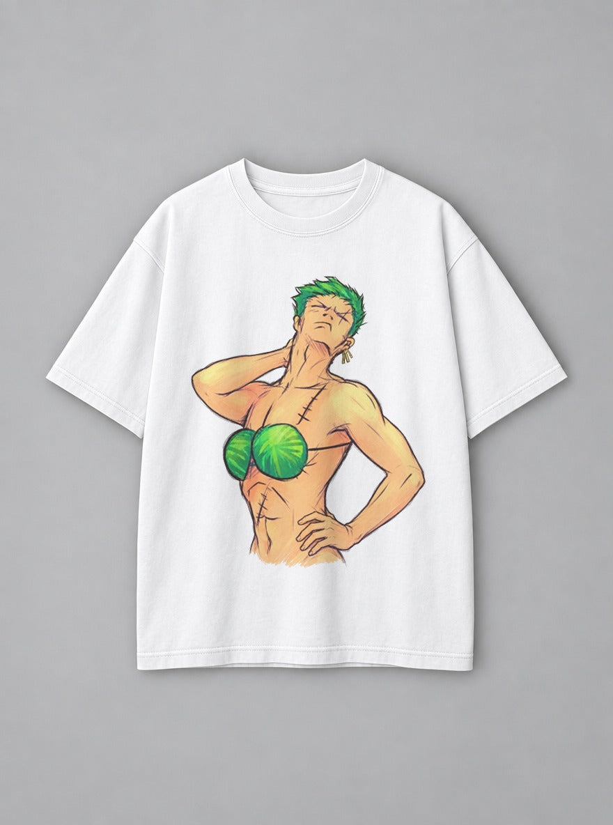 Watermelon Zoro – White Tee – mockup | One Piece