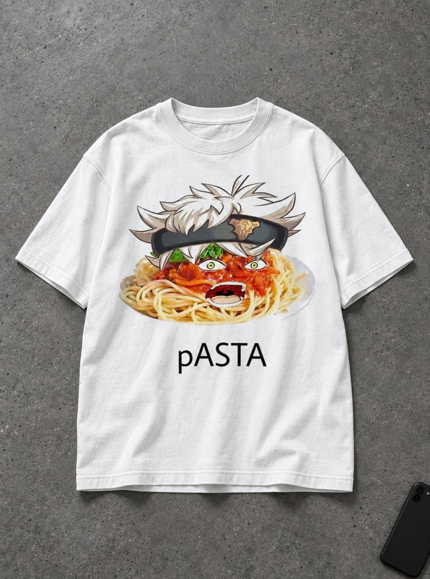 Pasta – White Tee – flat-lay | Meme Tees
