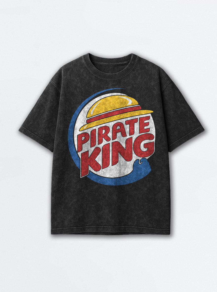 Pirate King – Black Acid Wash Tee – mockup | Meme Tees