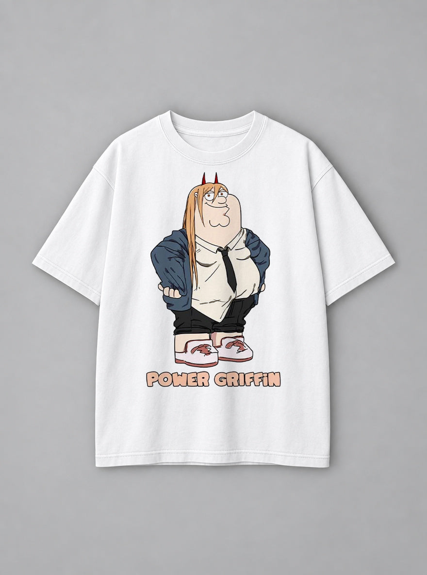 Power Griffin – White Tee – mockup | Meme Tees