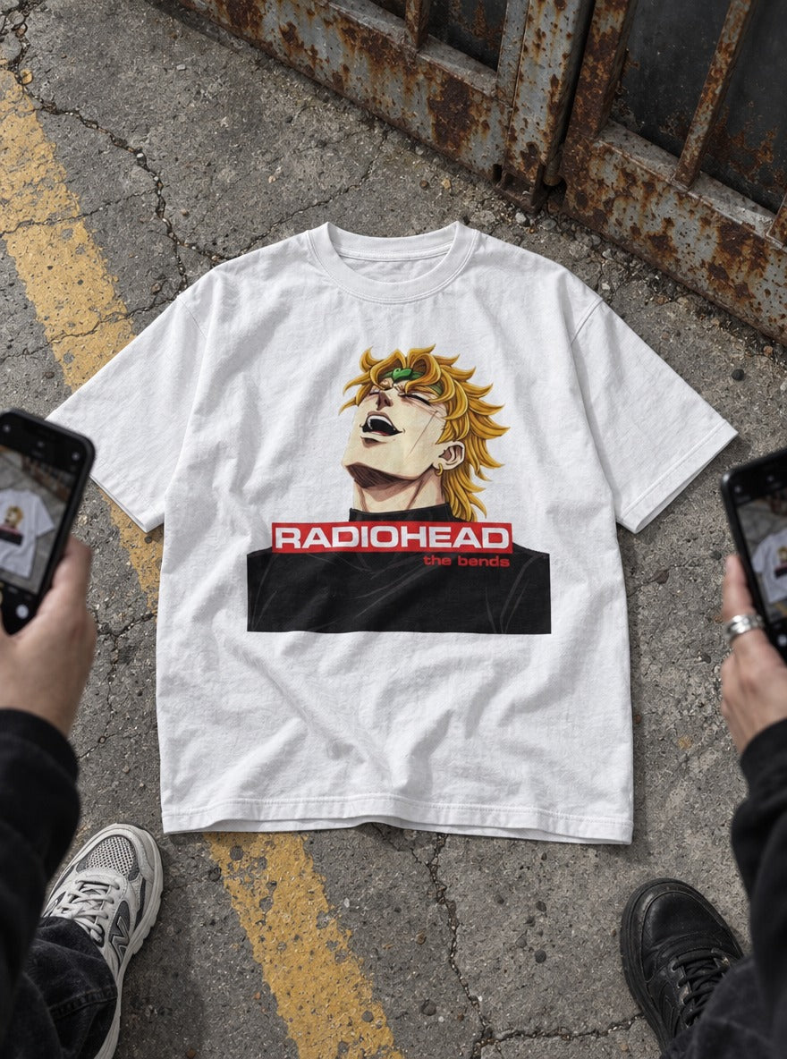 Radiohead – White Tee – flat-lay | Meme Tees