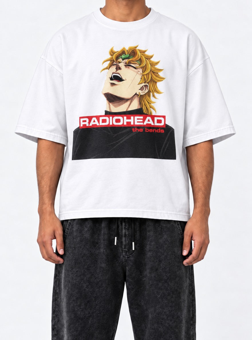 Radiohead – White Tee – model shot | Meme Tees