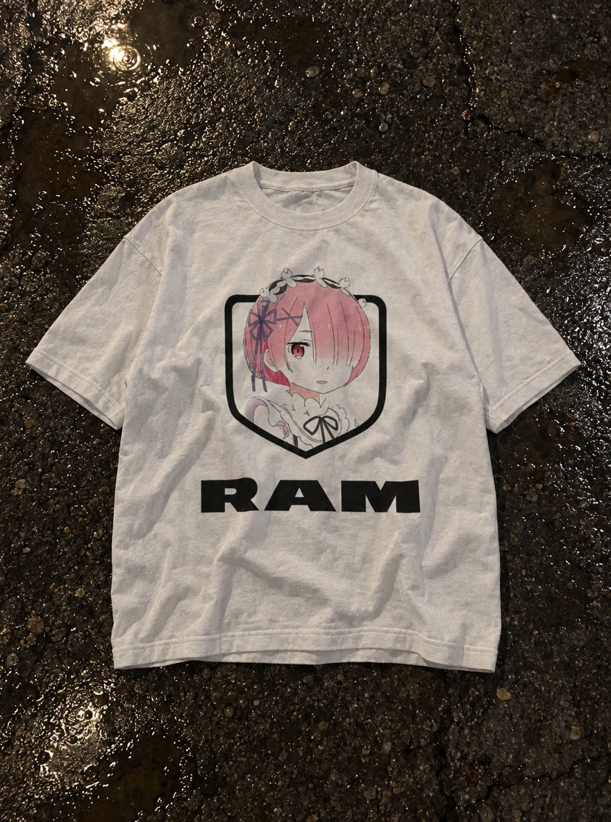 Ram – White Tee – flat-lay | Meme Tees