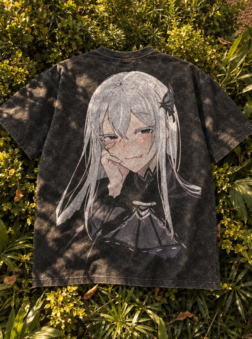 Butterfly Smirk – T-Shirt – flat-lay | Re Zero