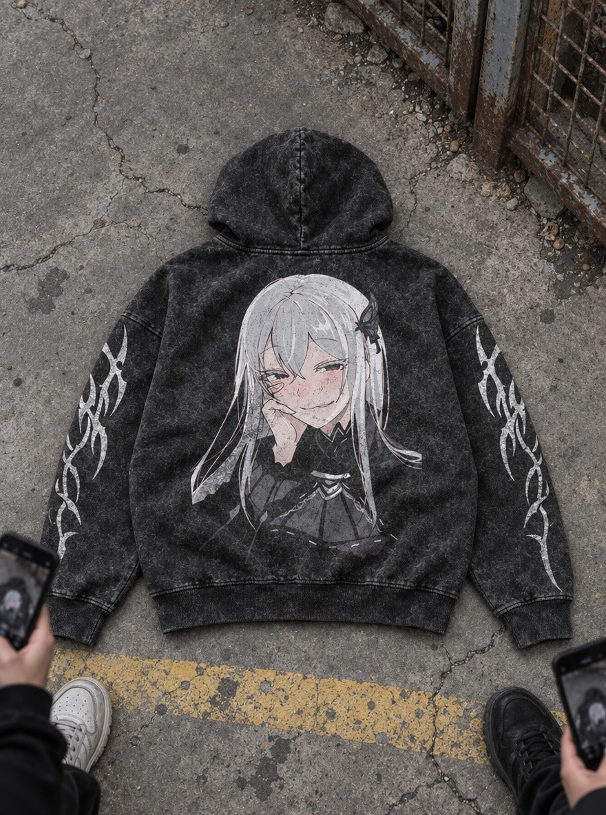 Butterfly Smirk – Hoodie – flat-lay | Re Zero