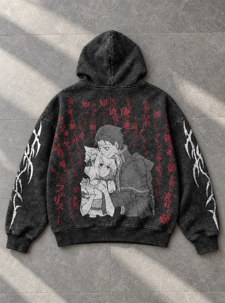Monochrome Embrace – Hoodie – flat-lay | Re Zero