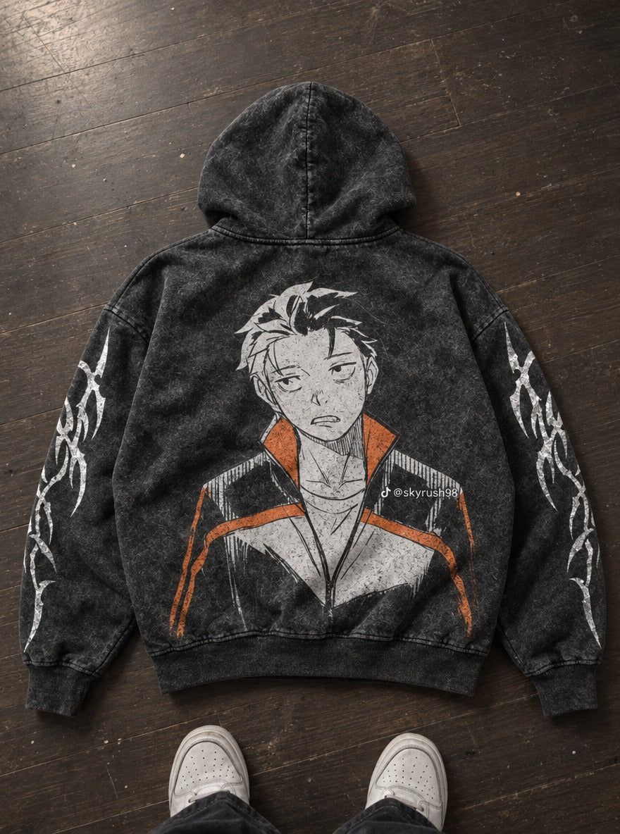 Orange Stripe – Hoodie – flat-lay | Re Zero