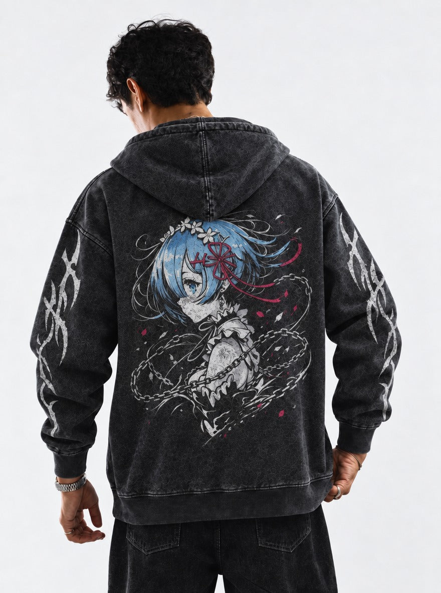 Petal Chains – Hoodie – model shot | Re Zero