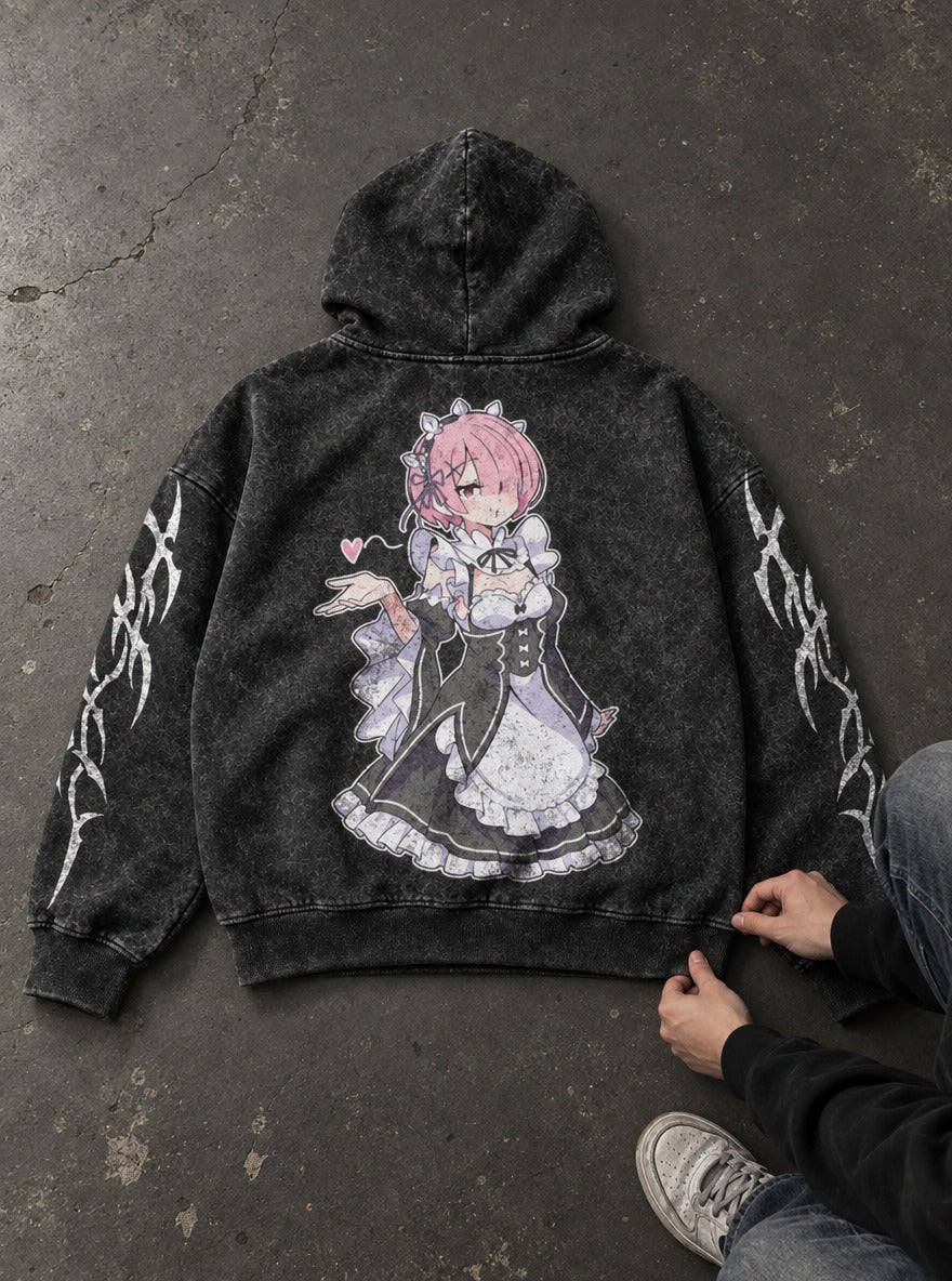 Pout Maid – Hoodie – flat-lay | Re Zero