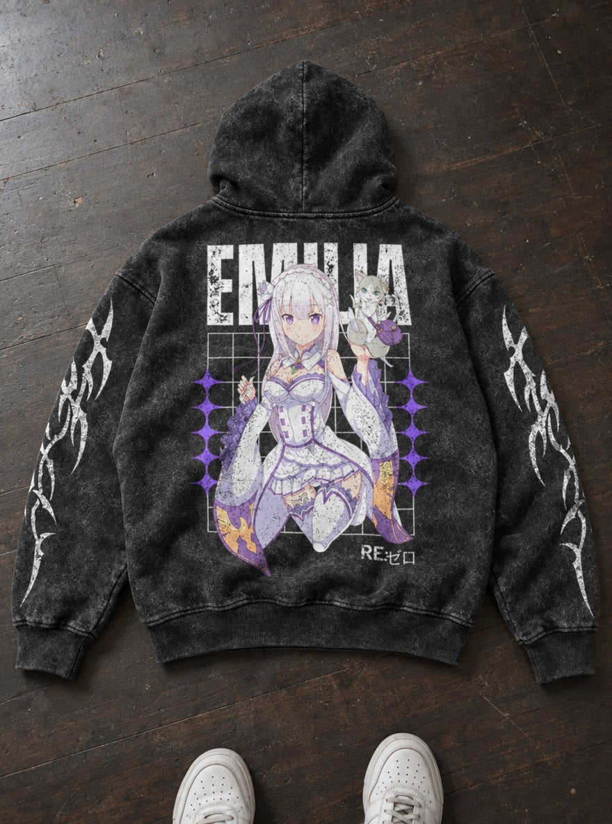 Puck Embrace – Hoodie – flat-lay | Re Zero